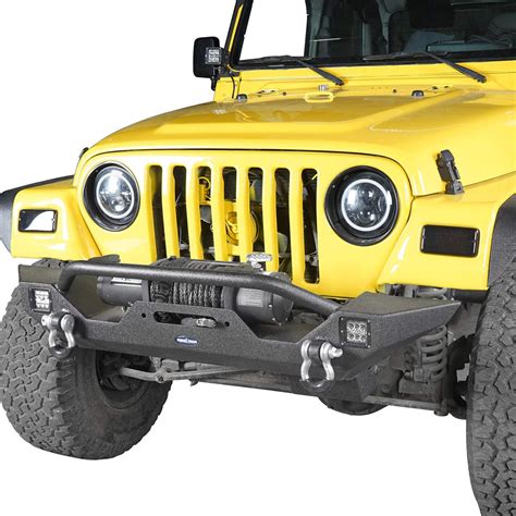 Front Bumper w/Winch Plate, LED Lights & D Rings for Jeep Wrangler TJ ...