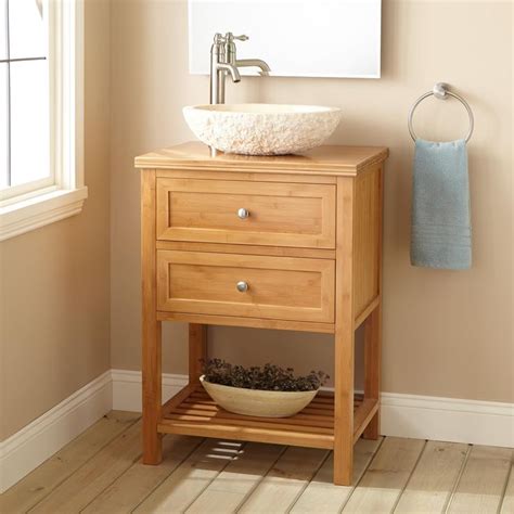 24" Narrow Depth Taren Bamboo Vessel Sink Vanity | Small bathroom vanities, Narrow bathroom ...