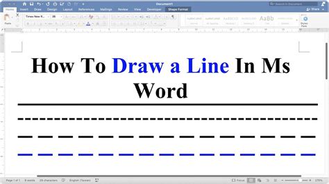 How To Draw Line In Word - YouTube