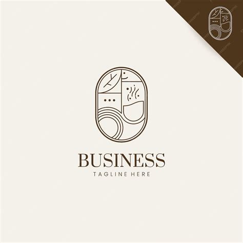 Premium Vector | Minimalist coffee shop logo design with line art style