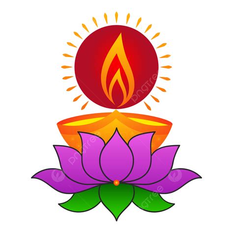 Diwali Diya And Lotus Flower Illustration Deepavali Festival, Diwali Diya, Diwali, Deepavali PNG ...