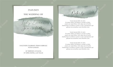 Premium Vector | Sage green abstract watercolor wedding invitation