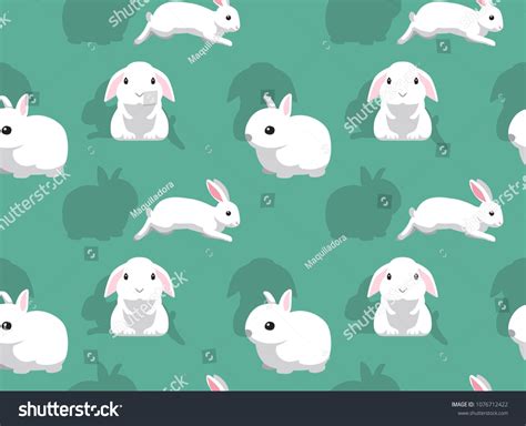 White Rabbit Cute Cartoon Background Seamless Stock Vector (Royalty ...