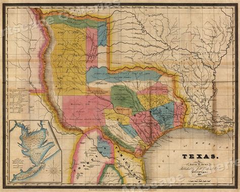 1830s Historic Map of Texas Land Grants - 16x20 | eBay