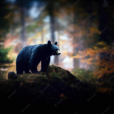 Premium Photo | Black bear in the forest illustration