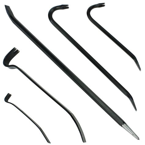 Buy Spares2go 5 Piece Crowbar, Long Wrecking Rod & Flat Pry - Crow Bar ...