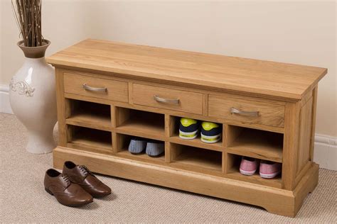 Solid Oak Wood Drawer Shoe Bench Rack Hallway Furniture Ebay - Lentine ...