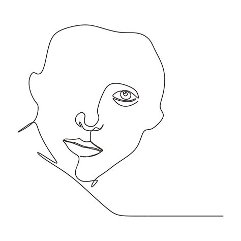 Abstract Face One Line Drawing Portrait Minimalistic Style Continuous Hand Drawn, Face Drawing ...