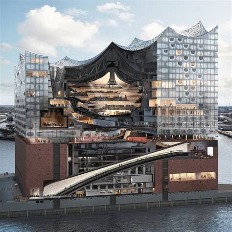 Explore this incredibly detailed sectional perspective of Elbphilharmonie, Herzog & de Meuron’s ...