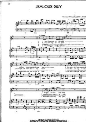 Jealous Guy - John Lennon Free Piano Sheet Music PDF