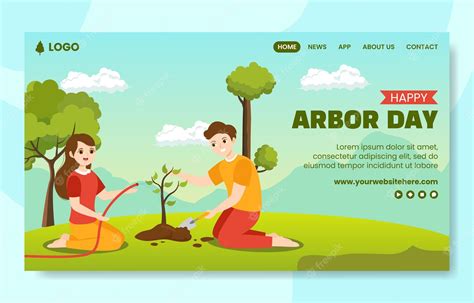 Premium Vector | Happy Arbor Day Social Media Landing Page Cartoon Hand ...