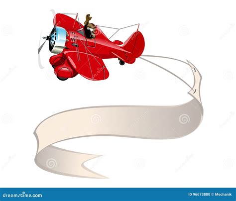 Cartoon Retro Airplane with Banner Stock Vector - Illustration of ...