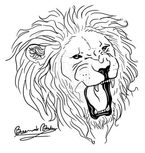 Great Tattoo Of Lion Head Outline