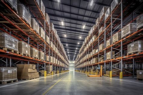 Premium AI Image | Organized warehouse interior showcases