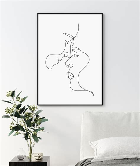 Man and Woman Face Couple Line Art Outline Drawing - Etsy