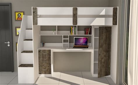 Buy Orlando White / Grey Single Loft Bunk With Desk