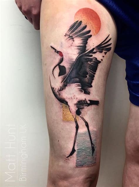 Matt Hunt crane tattoo | Heron tattoo, Crane tattoo, Tattoo pattern