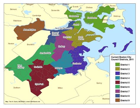 Boston neighborhood map - Map of Boston neighborhoods (United States of ...