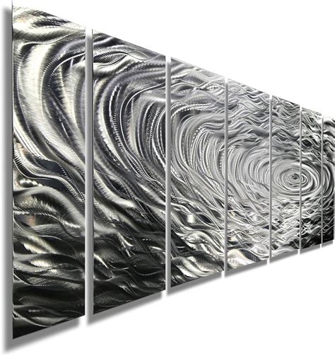 Large Silver Metal Wall Art - Water Inspired Abstract Wall Decor ...