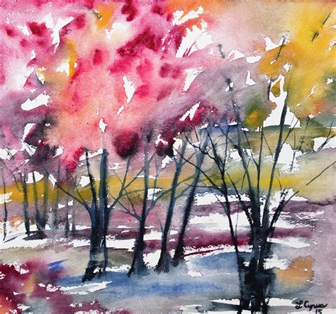 Watercolor - Autumn Trees Painting by Cascade Colors - Fine Art America