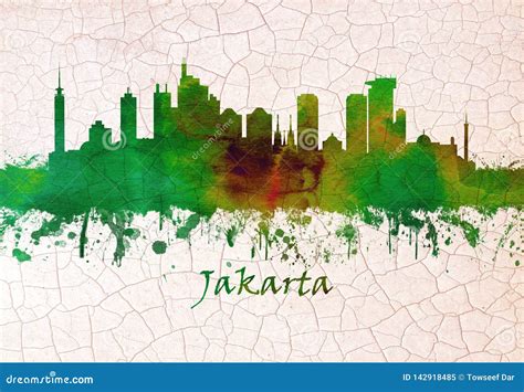 Jakarta Indonesia skyline stock illustration. Illustration of asia ...