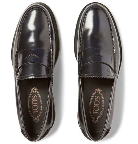 Lyst - Tod's Polished-Leather Penny Loafers in Black for Men