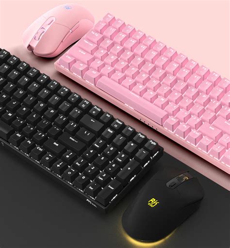 RK860 New Pink Mechanical Keyboard and Mouse Set Wireless 2.4g/wired Dual Mode Connection 100 ...