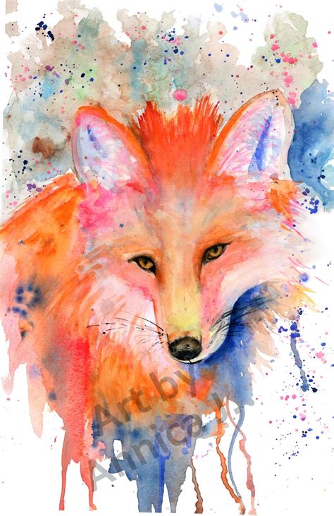 Fox Watercolor Painting Fox Art Print Fox Wall Art Fox - Etsy