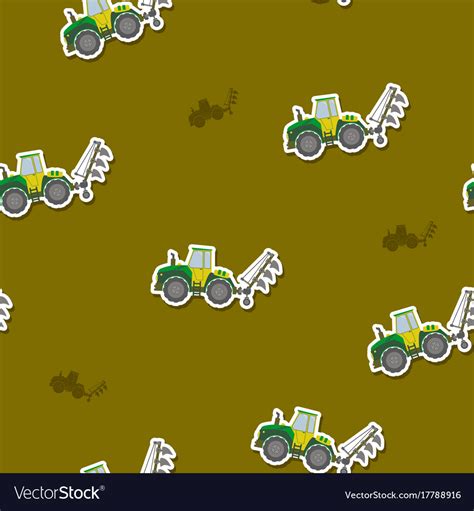 Seamless pattern with farm tractor Royalty Free Vector Image