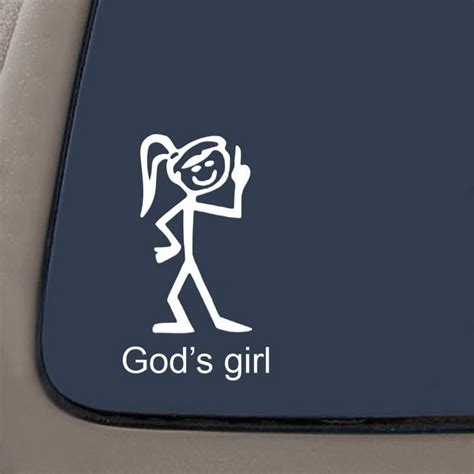 Christian Gods Girl White Decal Car Truck Window Sticker | 6" | Car Truck Van SUV Laptop Macbook ...