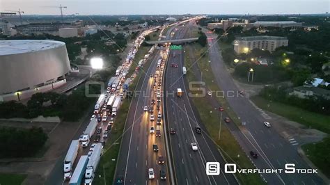 OverflightStock™ | Traffic Jam and Police Stops I35 Austin Texas Aerial Stock Footage