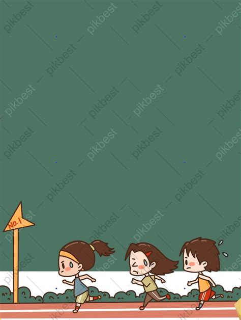 Original Drawing Cartoon Cute Sports Meeting Running Competition Background Backgrounds | PSD ...