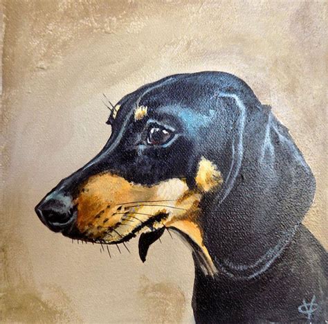 Buy Black and tan dachshund portrait "Beautiful Dox", Painting by Victoria Coleman on Artfinder ...