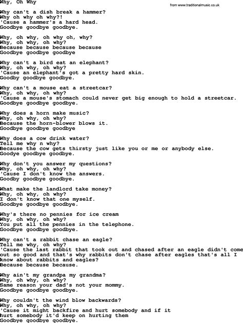 Woody Guthrie song - Why Oh Why, lyrics