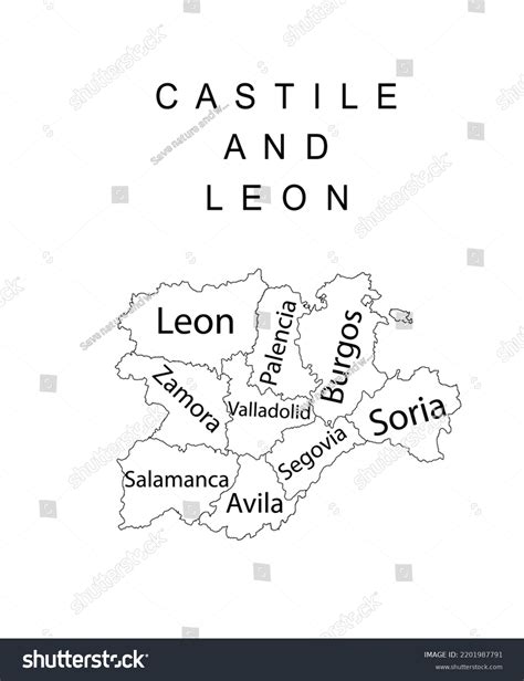 Autonomous Community Castile Leon Map Line Stock Vector (Royalty Free) 2201987791 | Shutterstock