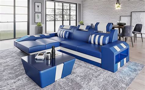 Cosmo Small Modern Leather Sectional with LED | Modern leather sectional, Modern leather sofa ...