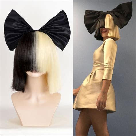 New Sia Furler costume wig half black half platinum blonde long bob Stylish wigs