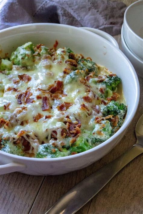 Creamy Keto Broccoli Au Gratin Casserole with Bacon