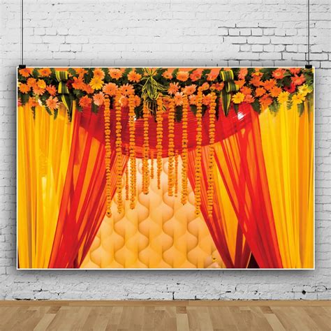 YongFoto 10x8ft Indian Traditional Backdrop for Decoration Hindu Indian Wedding Background ...