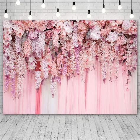 Avezano Custom Wedding Backdrop Flower Pink Floral Birthday Banner Photography Background Photo ...