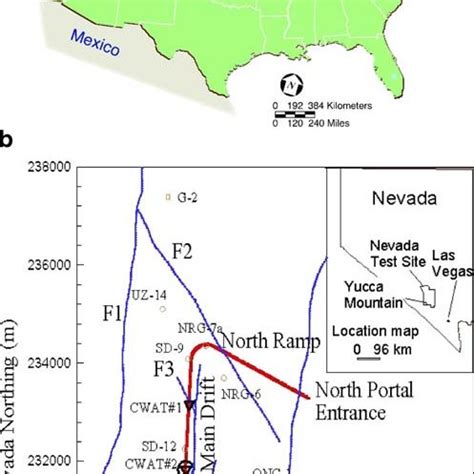 a Location of Yucca Mountain Study site, Nevada, USA. b Location map of ...