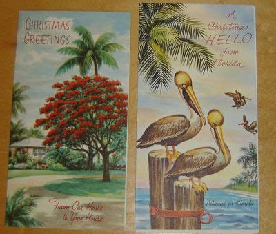 4 Vintage Florida Christmas Cards | #370905262