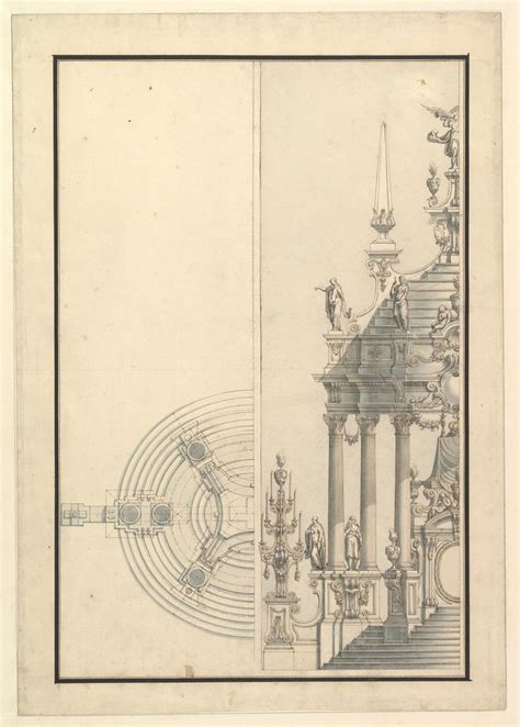 an architectural drawing of a fountain and clock tower