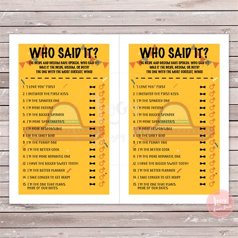 Who Said It Printable Game Instant Download Bachelorette Party / Bridal ...