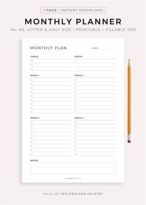 Monthly Planning Printable To Do List Template Task List | Etsy