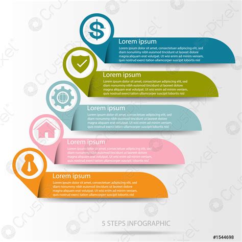 Business data infographic, process chart with 5 steps, vector and ...