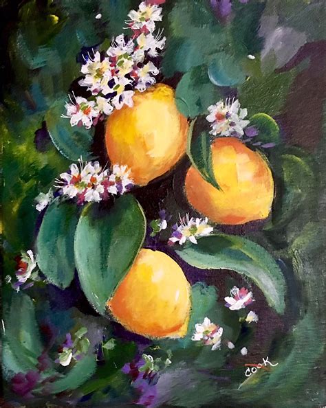 Three Lemons in a Tree an 8x10 acrylic tutorial. https://youtu.be/xRDScgfJ540 | Lemon painting ...