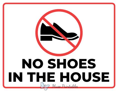 Printable No Shoes In the House Sign