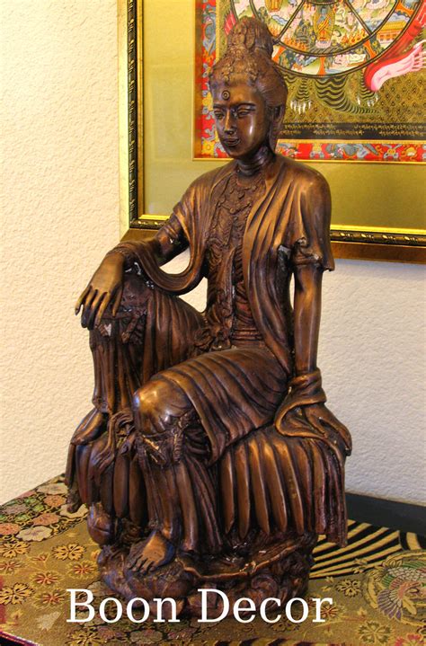 Kuan Yin - Royal Ease Posture - Solid Bronze 19" - Boon Decor