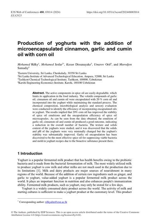 (PDF) Production of yoghurts with the addition of microencapsulated cinnamon, garlic and cumin ...